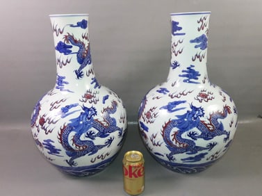PR. CHINESE KANGXI VASES - DRAGONS