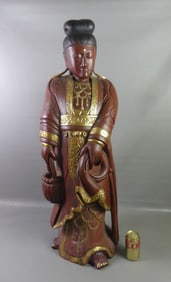 LARGE CHINESE WOOD STATUE