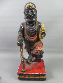CHINESE POLYCHROME FIGURE - HEI BAI WUCHANG DEITY