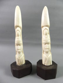 PAIR AFRICAN BONE FIGURES