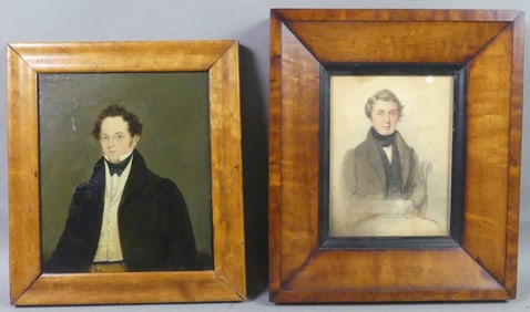 2 ANTIQUE PORTRAITS - GENTLEMEN