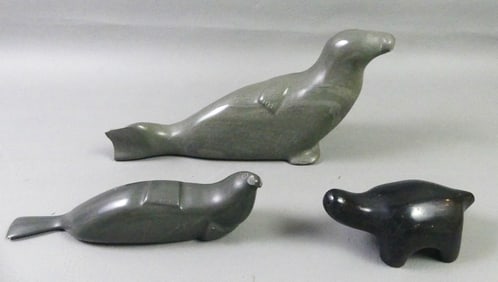 3 INUIT STONE SCULPTURES