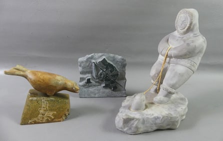 3 INUIT STONE SCULPTURES