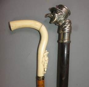 FIGURAL CLUB CANE & HUNTER CANE