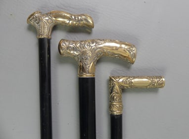 3 FANCY GOLD PLATED CANES