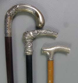 3 STERLING HANDLED CANES