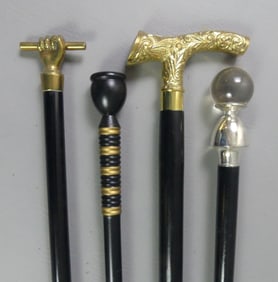 4 CANES WITH EBONY SHAFTS