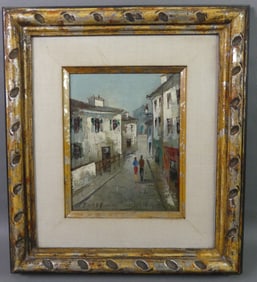 J. BOUREL PAINTING - VILLAGE