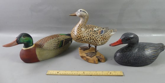 3 WOOD DUCK CARVINGS