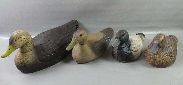 4 OLD FIBER DECOYS - SIGNED