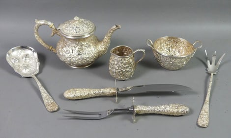 KIRK STERLING TEA SET & SERVE PCS