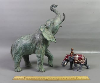 2 BRONZE ELEPHANT SCULPTURES