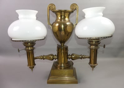 ANTIQUE BRONZE DOUBLE STUDENT LAMP