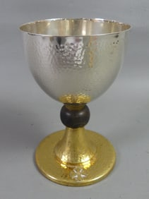 STERLING & BRASS HAMMERED CHALICE