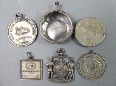 4 SILVER MEDALS & 1768 COIN