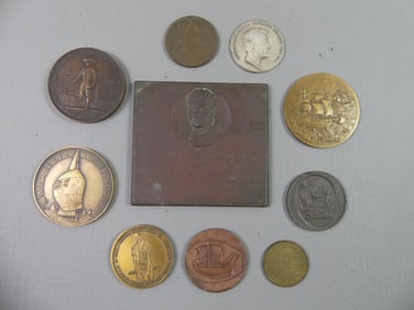 LOT OLD MEDALS & ST. NICHOLAS PLAQUE