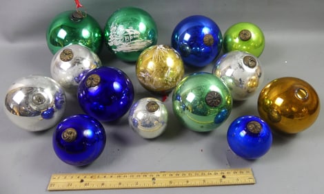 14 GERMAN KUGEL XMAS ORNAMENTS