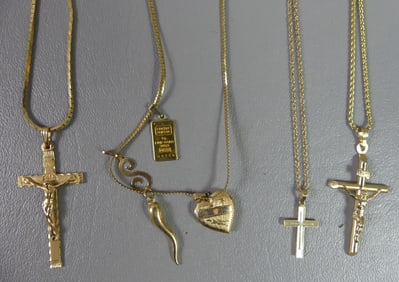 4 GOLD 14K NECKLACES & PENDANTS