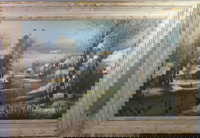 E. PARMENTIER - WINTER LANDSCAPE PAINTING