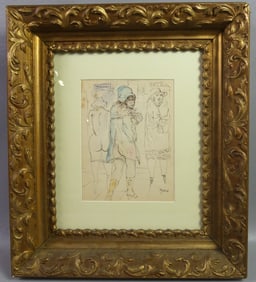 GEORGE GROSZ - MIXED MEDIA SKETCH OF WOMEN