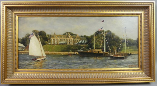 J. CLARK - PAINTING OF NY YACHT CLUB