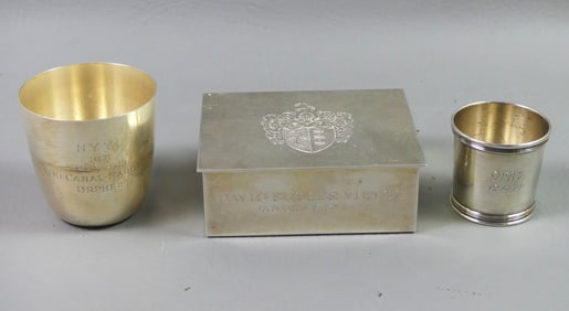 3 TIFFANY STERLING ITEMS - BOX & CUPS