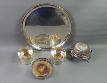 5 ANTIQUE SILVER PLATED  ITEMS