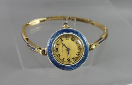 TIFFANY ENAMEL 14K GOLD LADIES WATCH