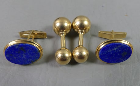 2 PAIRS 14K GOLD CUFFLINKS