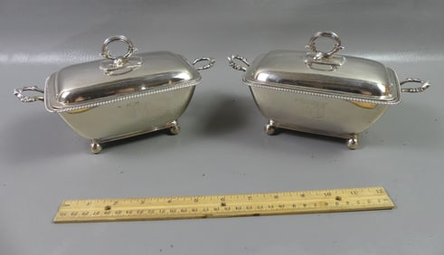 PAIR GEORGIAN STERLING SAUCE TUREENS 1804