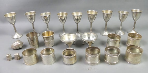 LOT SILVER CUPS & NAPKIN RINGS
