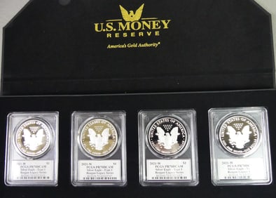 4 SILVER EAGLE $1 COINS 2021-W