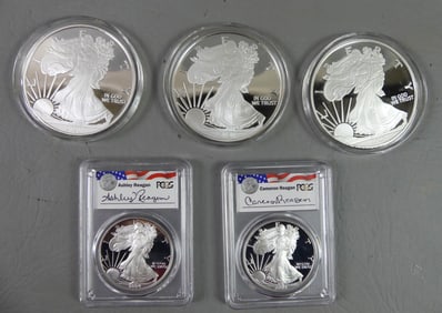 5 SILVER COINS 2020 & 2024 PROOF