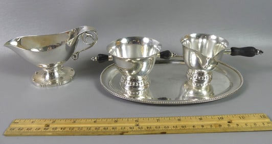 3 PCS JENSEN STERLING & DEMATTEO TRAY