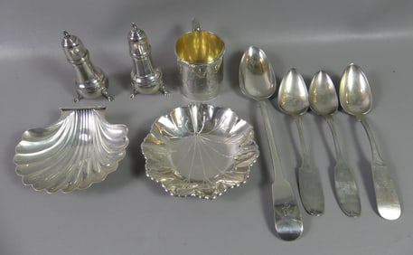 LOT ASSORTED SILVER TABLE ITEMS