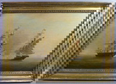 REVOLUTIONARY WAR NAVAL BATTLE PAINTING