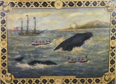 WHALING PAINTING - NEW BEDFORD SHIP GANNETT