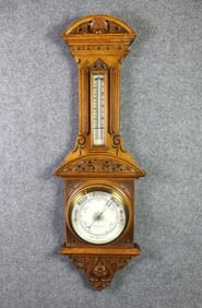 ANTIQUE OAK BAROMETER - KELVIN & WHITE