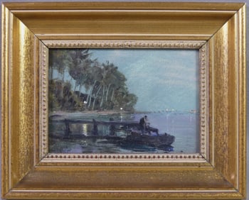 H.R. BUTLER PAINTING - MOONLIT POND