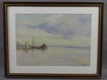 H.R. BUTLER WATERCOLOR PAINTING - BOATS