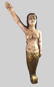 OLD WOOD MERMAID SHIP FIGUREHEAD
