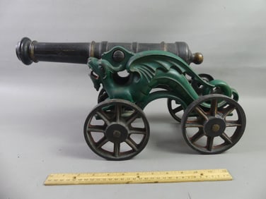 ANTIQUE IRON CANNON - DRAGON CARRIAGE