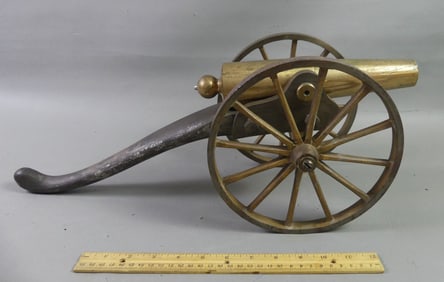 BRASS CANNON WITH IRON CARRIAGE