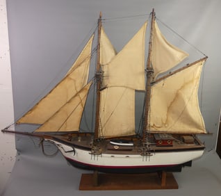 LARGE OLD WOOD SHIP MODEL