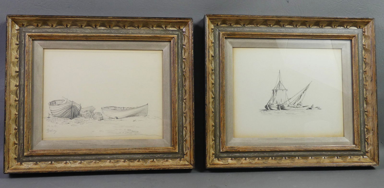 2 DRAWINGS OF BOATS BY BURTON (1 of 3)