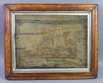 19TH C. WOOLIE SHIP PICTURE