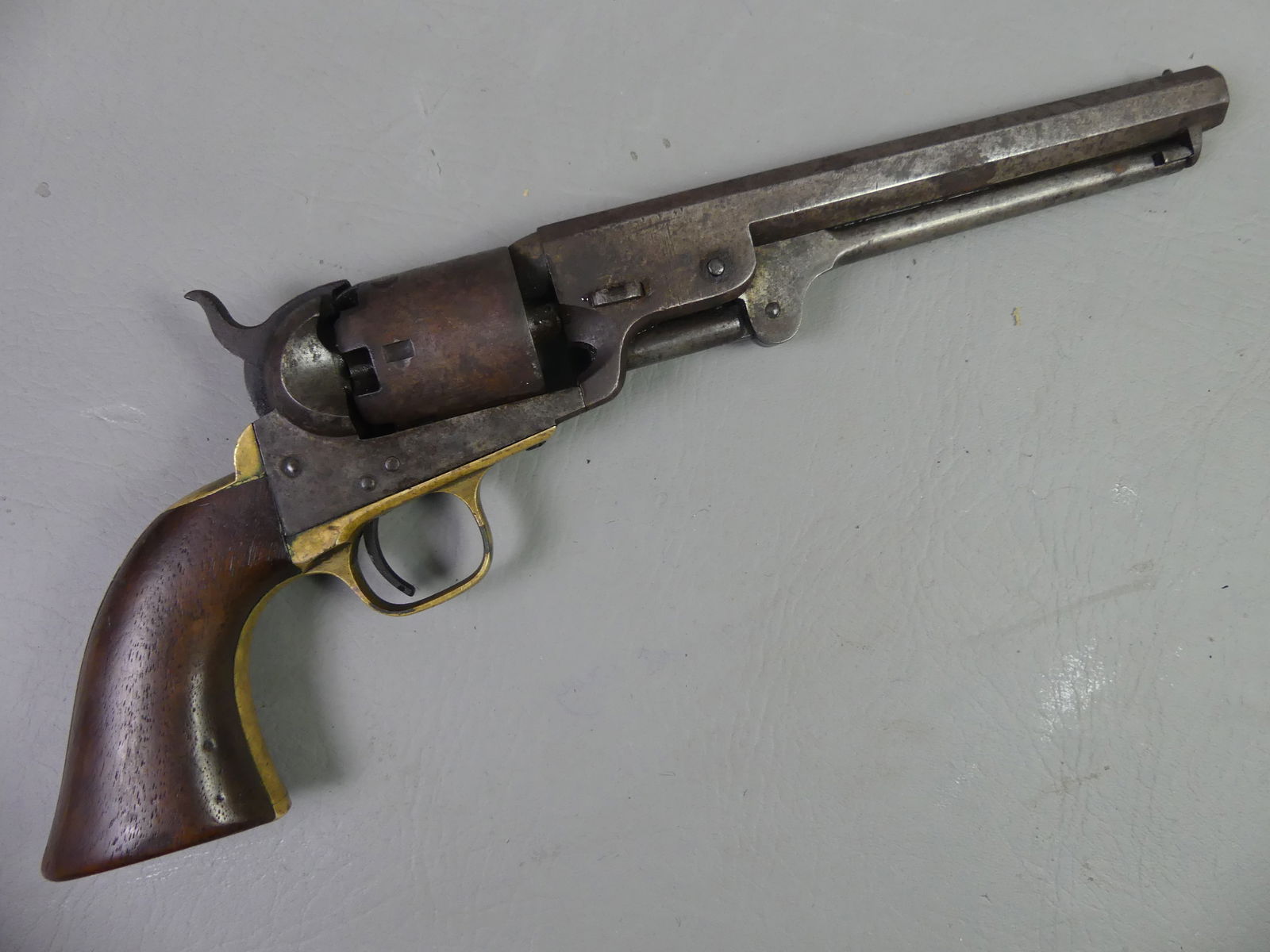 COLT SINGLE ACTION ARMY REVOLVER 1884: A Colt Single Action Army revolver with octagonal 7.5 in barrel, overall 14 in long. Stamped Samuel Colt NY USA with serial number 108617 (matched 4x) circa 1884. It is a 6 shot revolver, 38 caliber,