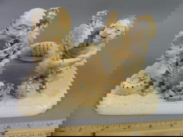 JAPANESE CARVED BONE FIGURAL GROUP