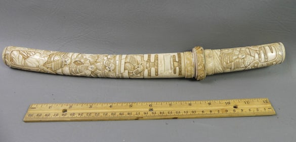 JAPANESE CARVED BONE DAGGER