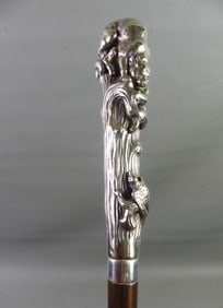 SILVER CANE - DOG CHASING BIRD